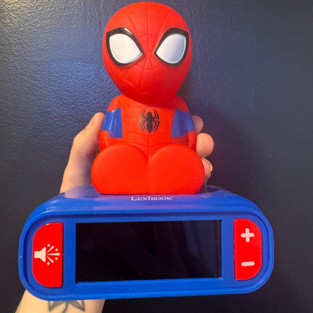 Lexibook Marvel Spider-Man Kids Alarm Clock Night Light Sound Machine Blue Red